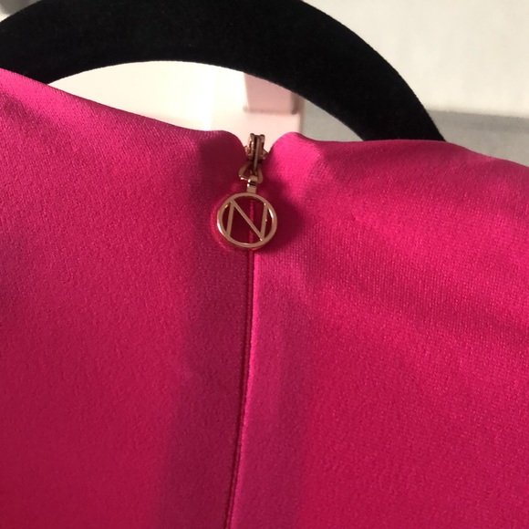 Nookie envy mini dress neon pink sleek long sleeve shoulder pads size S NWT - Picture 13 of 14